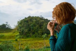 Woman drinking coffee