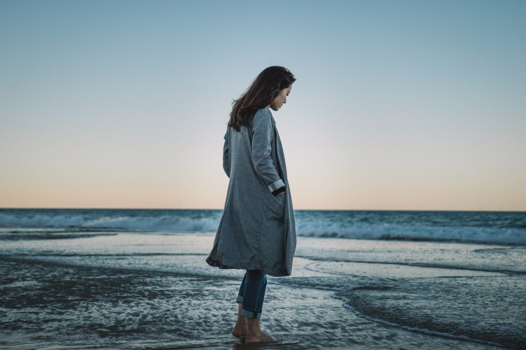 Woman contemplating her eating disorder self