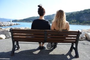 Friends sitting on a bench