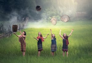 Girls from Vietnam celebrating the Lunar New Year