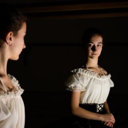 Woman looking at her reflection