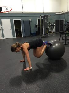 Lady working out on Gym Ball