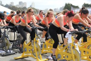 Women training on spinners