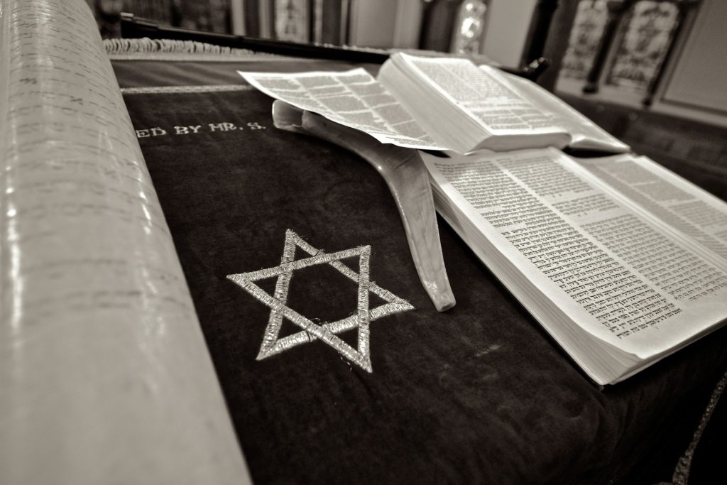 Jewish Star of David and Torah