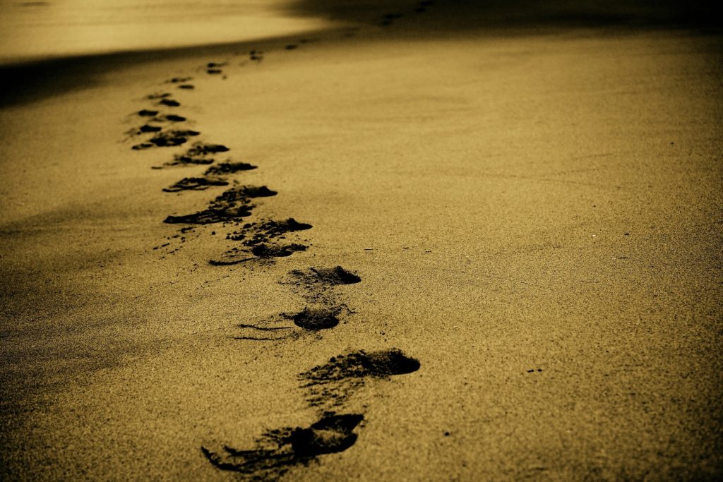 Footsteps in Sand of Eating Disorder Recovery Journey