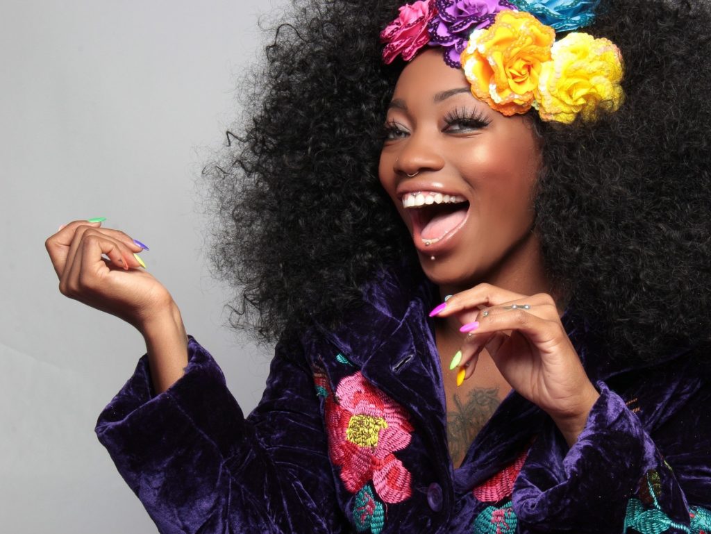 African American Black Woman with Flowers in Her Hair