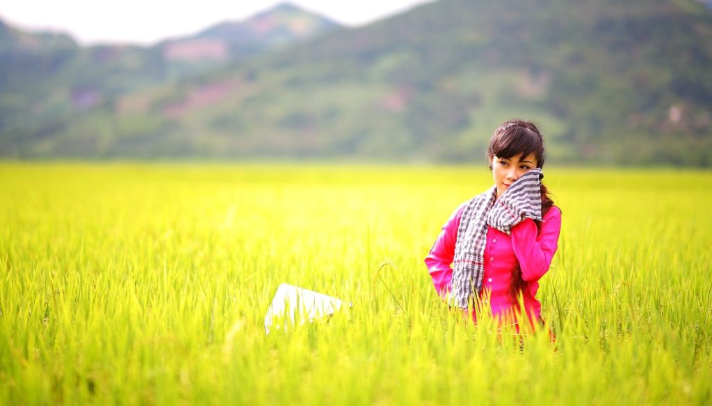 Asian Woman in Yellow Field