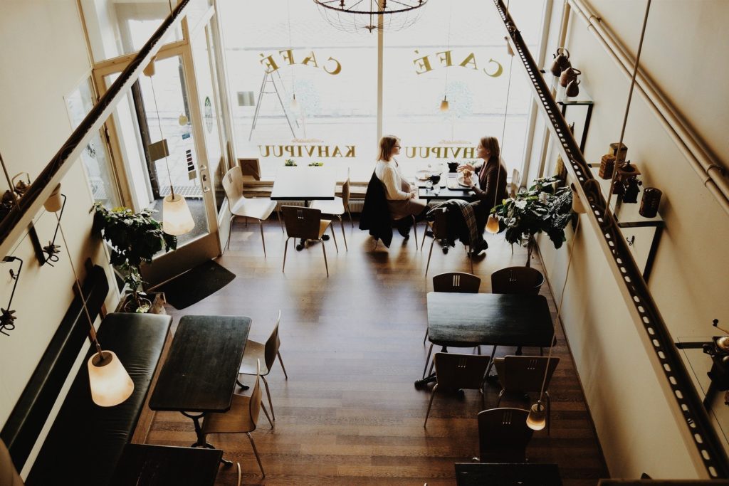 Two People in a Restaurant Cafe