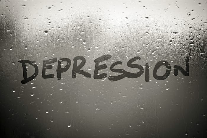 depression written on window