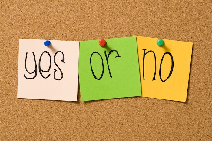 yes or no on sticky note