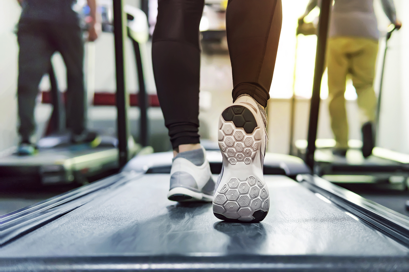 walking on a treadmill